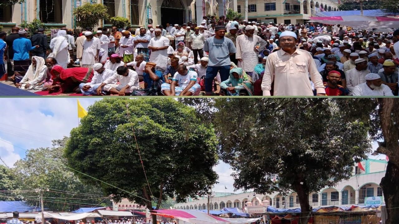 জুম্মা নামাজে কেল্লা শহীদ রহ: মাজার শরীফ প্রাঙ্গনে হাজারো মুসল্লিদের ঢল 