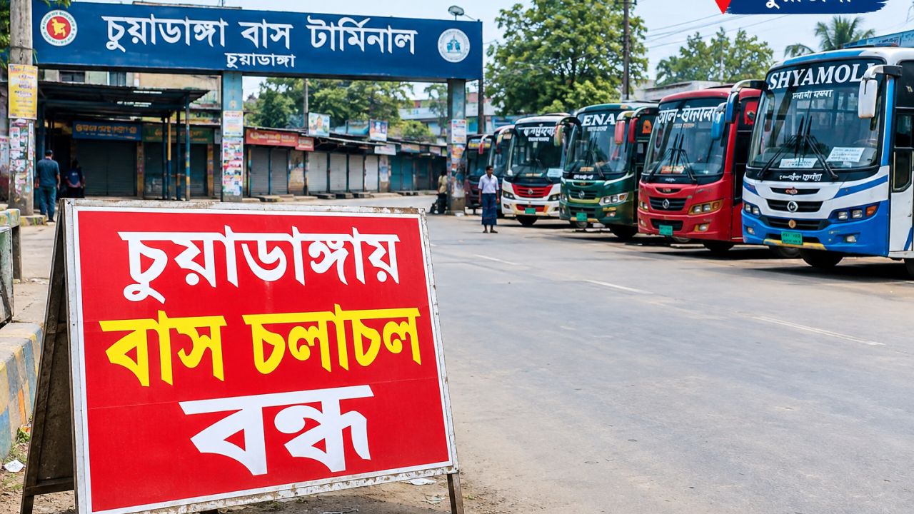 চুয়াডাঙ্গার সব রুটে অনির্দিষ্টকালের জন্য বাস চলাচল বন্ধের ঘোষণা 