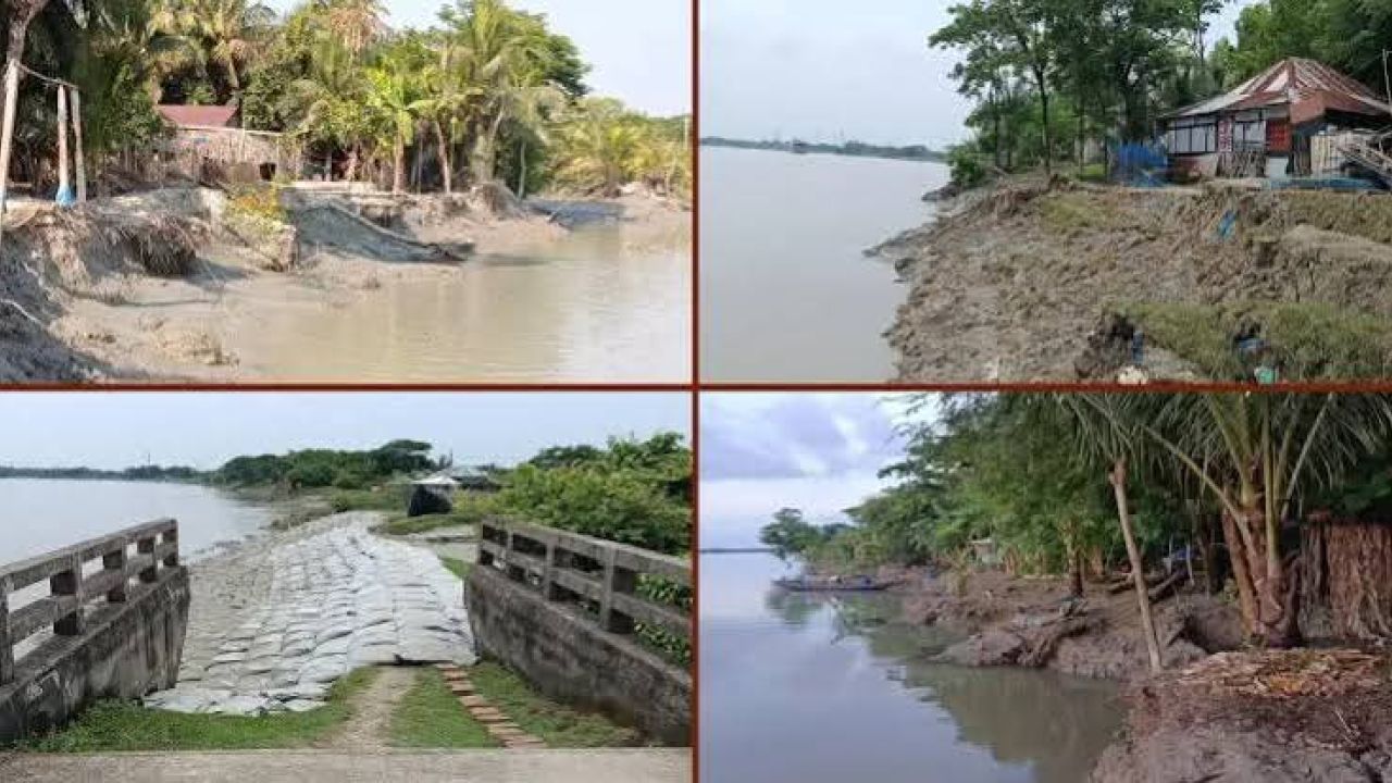 মোংলা ঘোষিয়াখালী আন্তর্জাতিক নৌ চ্যানেলে ভয়াবহ নদী ভাঙ্গন 