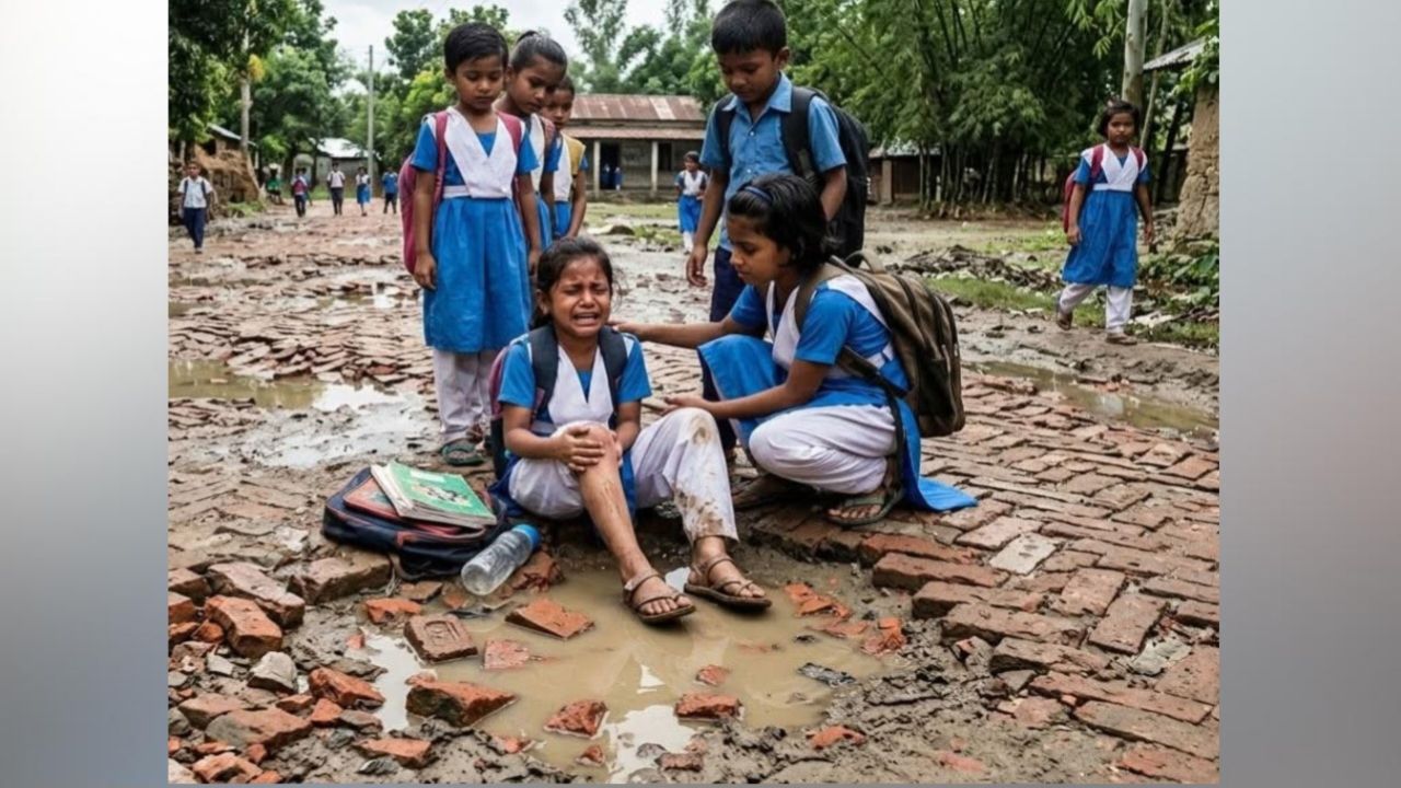 বোয়ালমারী খরসতী সরকারি কলেজ থেকে ঈদগা পর্যন্ত রাস্তার বেহাল দশা 