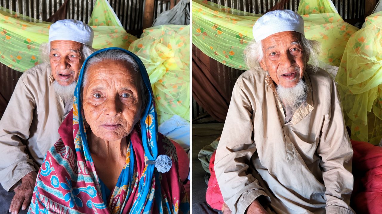 অনাহার-অর্ধাহারে জরাজীর্ণ ঘরে ৮৮ বছরের শামছুল হক ক্বারি দম্পতি 