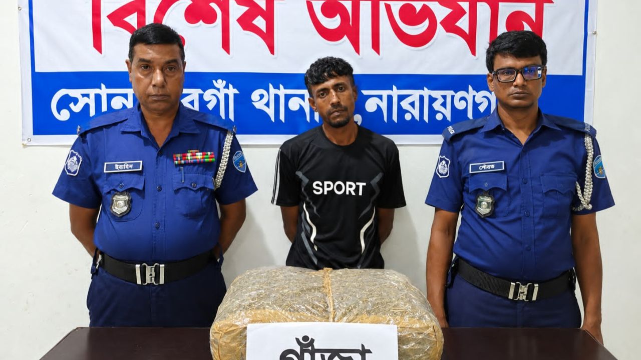 ৬কেজি গাঁজাসহ সোনারগাঁয়ে ১জন গ্রেপ্তার 