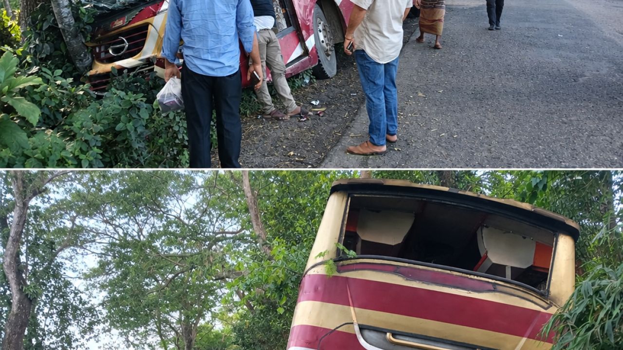 মাদারীপুরের কর্ণপাড়ায় দুর্ঘটনার কবলে লাবিবা পরিবহন 