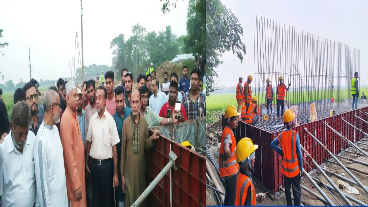 স্বপ্নের শিকপুর-বহরগ্রাম সেতুর নির্মাণকাজ পরিদর্শনে এমপি এমরান আহমদ চৌধুরী 